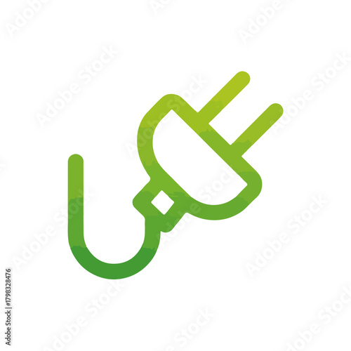 Green Electric Plug Icon on White Background for Energy Concepts