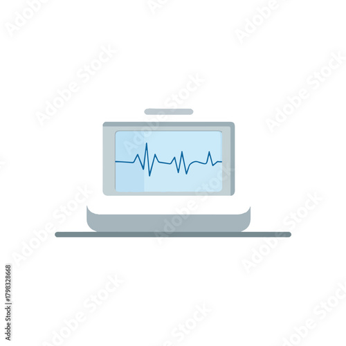 Medical Monitor with EKG Waveform, Healthcare Icon Illustration