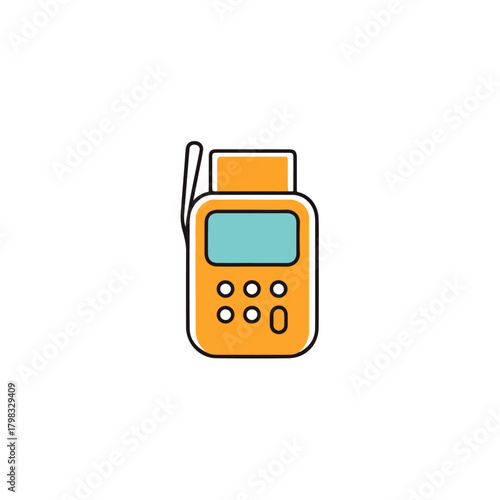 Minimalist Yellow Walkie Talkie Icon with Antenna and Buttons