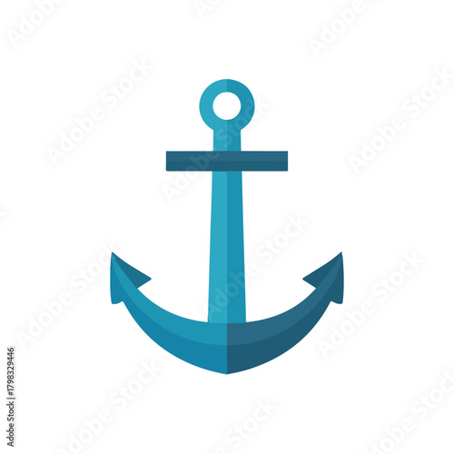 Modern Blue Anchor Icon for Nautical Design Projects