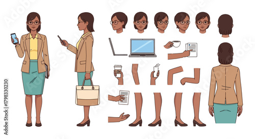 Businesswoman Character Builder with Different Poses and Expressions