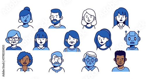 Diverse Avatar Collection Flat Design People Illustrations for User Interface