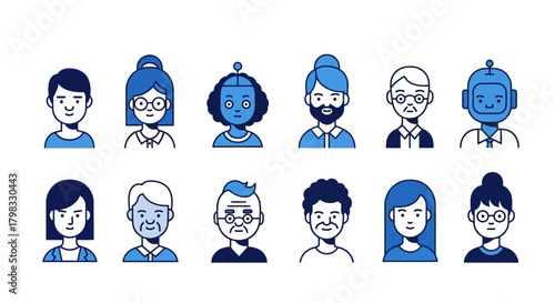Diverse People Avatar Collection Vector Portraits for Website and App Design