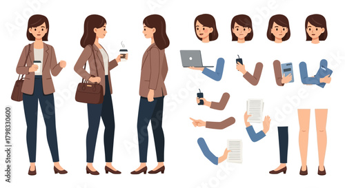 Corporate Woman Character Creation Kit with Separate Parts