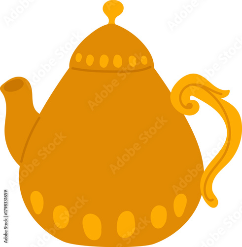 Ornate Teapot with Curved Handle