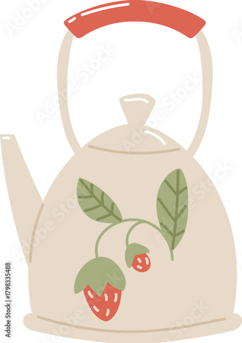 Vintage Teapot with Strawberry Motif