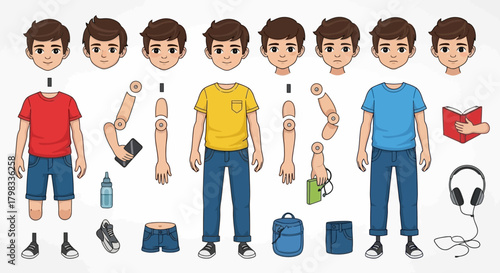 Build-a-Boy Customizable Character Kit for Animation and Design Projects