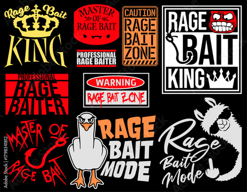 Rage Bait Provocation Online Troll Set of Quotes Collection