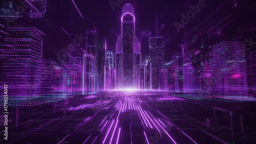 Wallpaper Mural 青と紫が混ざるような青い光の回路がきらきらと走り抜けるテクノロジー動画。なめらかでしっとりしたラインが奥行きを生み、未来や革新、進歩への希望を感じさせます Torontodigital.ca