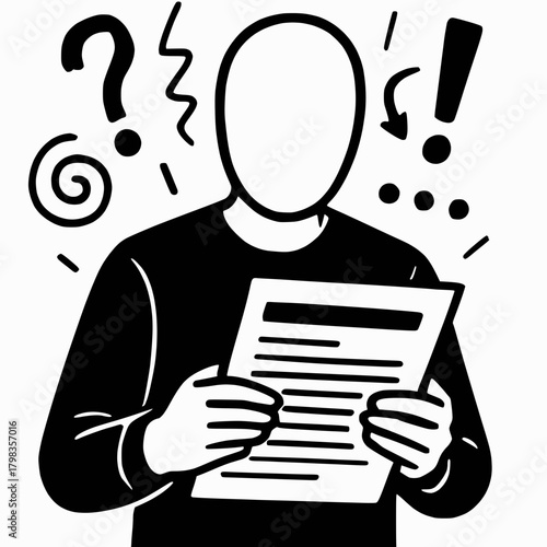 Confused Person Reading Document Symbol