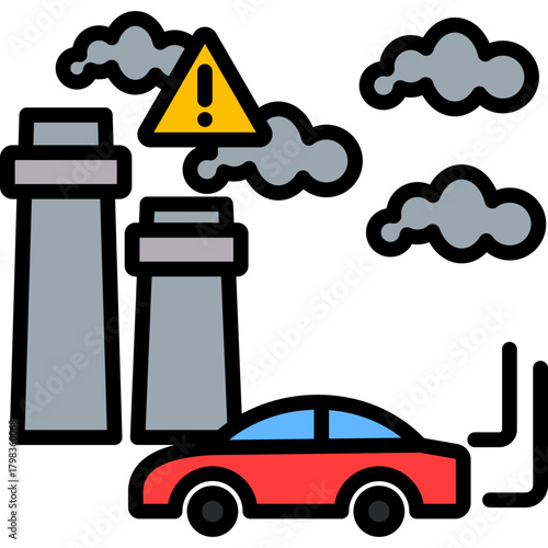 Air Pollution lineal color icon