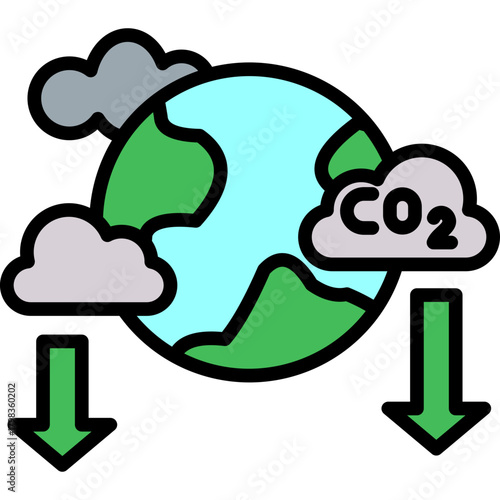 Carbon Emission lineal color icon