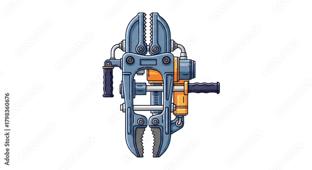 Fototapeta premium Industrial mechanical claw tool illustration isolated on transparent background