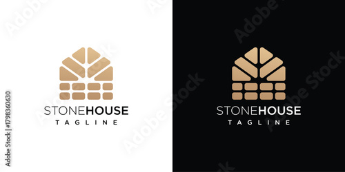 Stone house logo design vector icon illustration.	