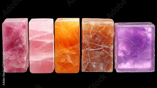 Wallpaper Mural Gemstone Array: An artful arrangement of vividly colored gemstones, each showcasing a unique hue and crystalline structure, meticulously crafted and displayed to captivate and intrigue. Torontodigital.ca