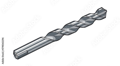 Metallic drill bit isolated on transparent background for construction projects
