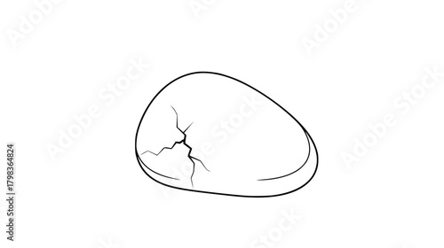Cracked egg outline vector illustration for design or content