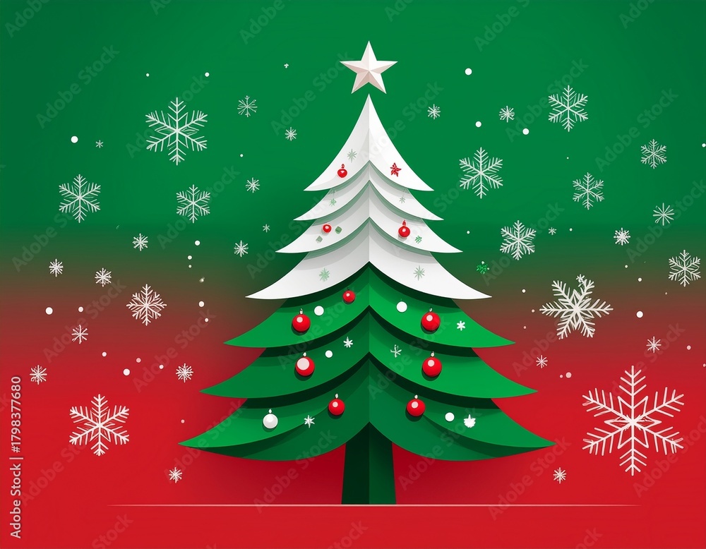 Fototapeta premium Modern Flat Christmas Background Illustration
