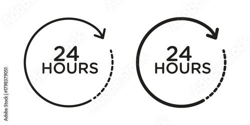 24 hours icon concept outline symbol design. Simple element illustration.