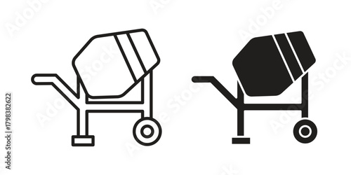 cement mixers icon concept outline symbol design. Simple element illustration.