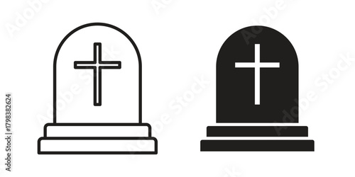 Cemetery icon concept outline symbol design. Simple element illustration.