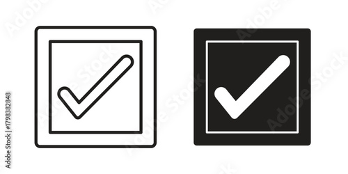 Check Square icon concept outline symbol design. Simple element illustration.