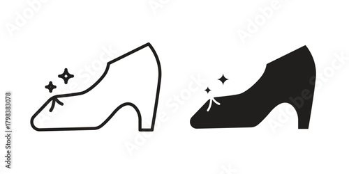 Cinderella shoe icon concept outline symbol design. Simple element illustration.