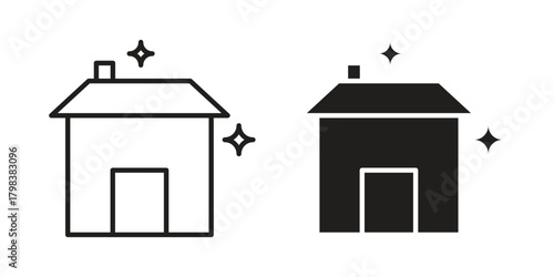 Clean house icon concept outline symbol design. Simple element illustration.