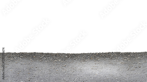 Close-up of rugged gravel terrain with small stones and pebbles on transparent background