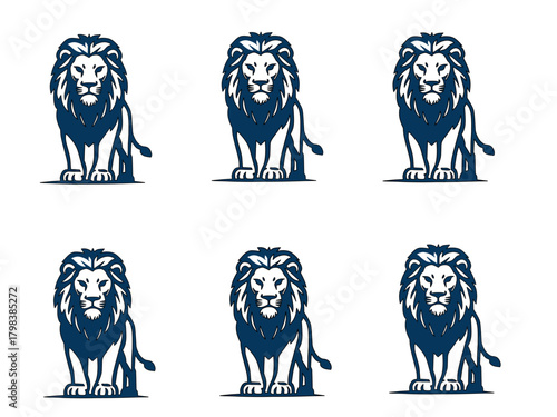 Blue lion illustration vector with white background clip art.