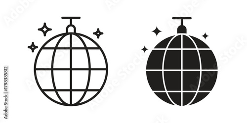 Disco ball icon concept outline symbol design. Simple element illustration.