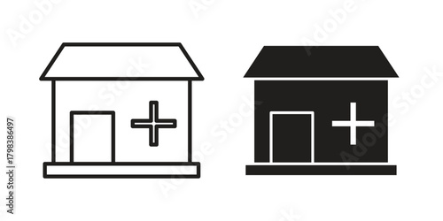 Drugstore icon concept outline symbol design. Simple element illustration.