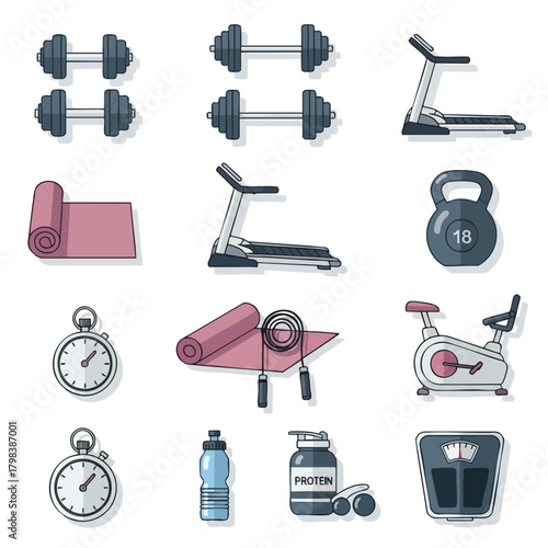 Fitness and Exercise Icons Set