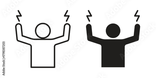 Energized human icon concept outline symbol design. Simple element illustration.