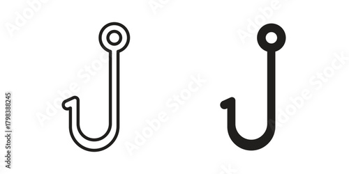 Fishing Hook icon concept outline symbol design. Simple element illustration.