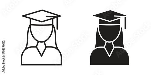 Graduated icon concept outline symbol design. Simple element illustration.