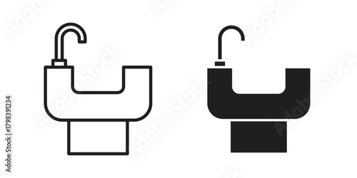 Hair washer sink icon concept outline symbol design. Simple element illustration.