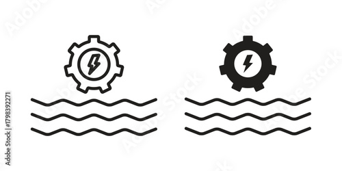 Hydraulic energy icon concept outline symbol design. Simple element illustration.