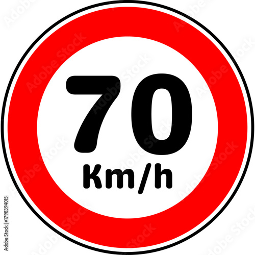 Speed Limit 70 kmh Traffic Sign Vector