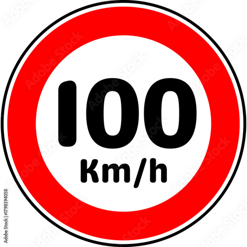 Speed Limit 100 kmh Traffic Sign Vector