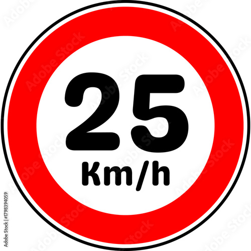 Speed Limit 25 kmh Traffic Sign Vector
