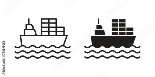 Logistic Ship icon concept outline symbol design. Simple element illustration.