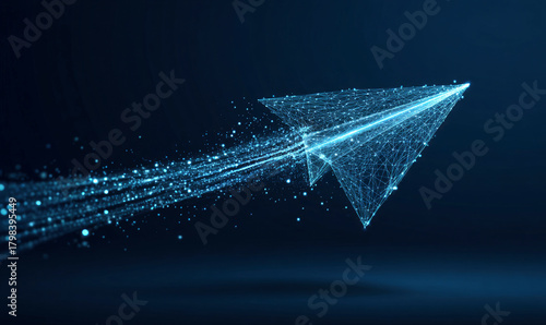 Abstract glowing paper airplane design