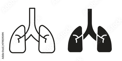 Lungs icon concept outline symbol design. Simple element illustration.