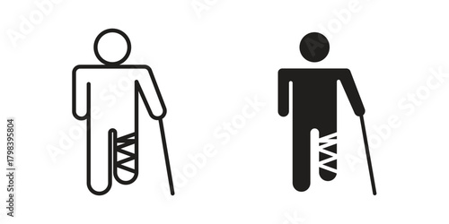 Man with broken leg icon concept outline symbol design. Simple element illustration.