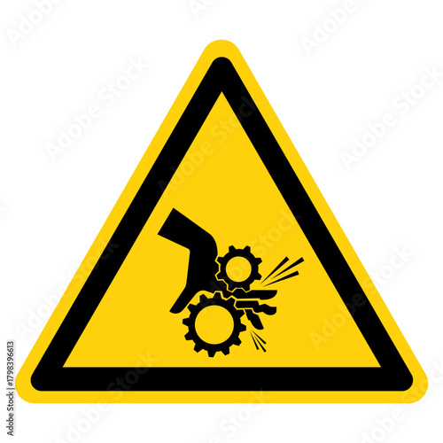 Rotating Gear Can Nip Hazard Symbol Sign ,Vector Illustration, Isolate On White Background Label.EPS10