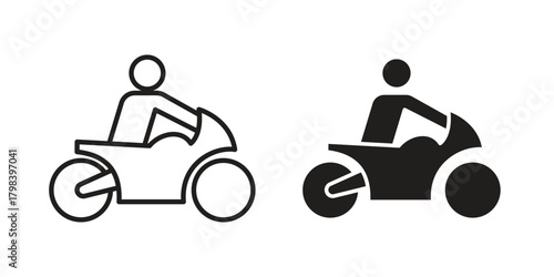 Motorbike riding icon concept outline symbol design. Simple element illustration.