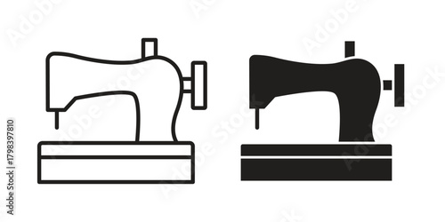 Old sewing machine icon concept outline symbol design. Simple element illustration.