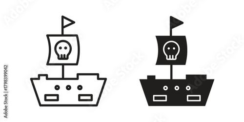 Pirate ship icon concept outline symbol design. Simple element illustration.