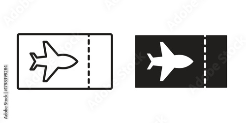 Plane Ticket icon concept outline symbol design. Simple element illustration.